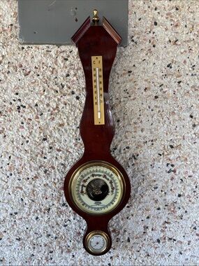 Fisher Wooden Wall Barometer and Thermometer - Brown